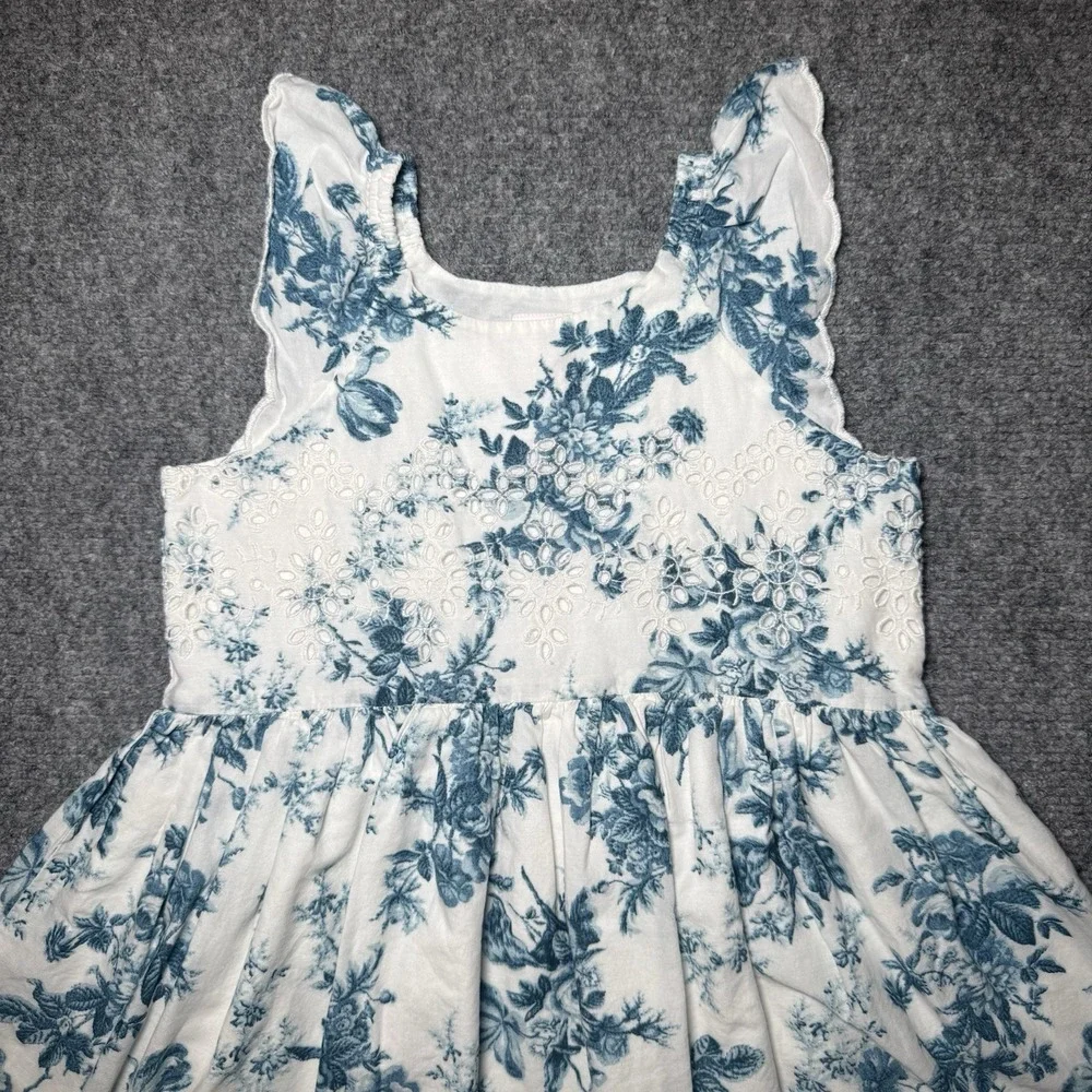 Gap x Love Shack Fancy Dress Floral and Lace Blue White Toddler Size 5 Years